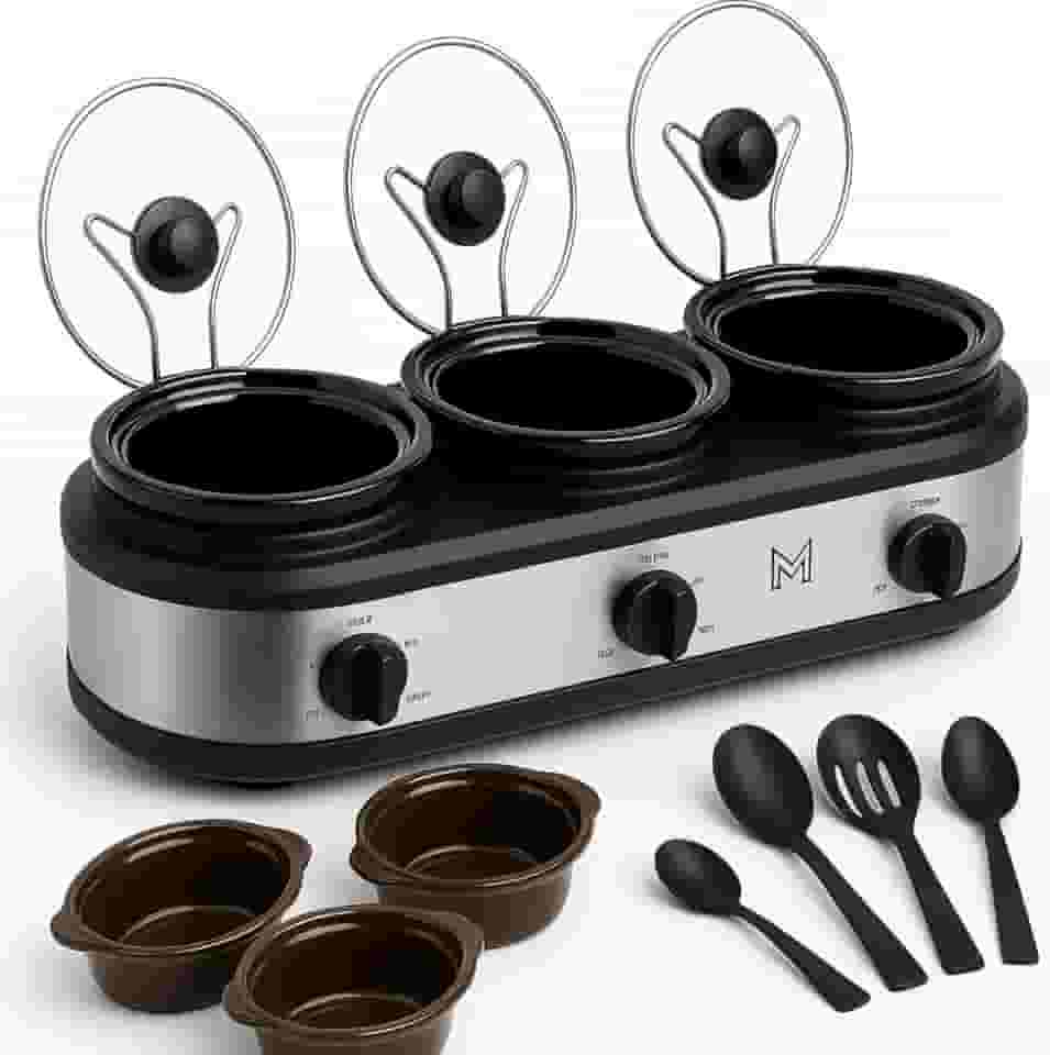 Rechaud Elétrico Cozinha Lento Triplo Buffet Slow Cooker Inox 220v