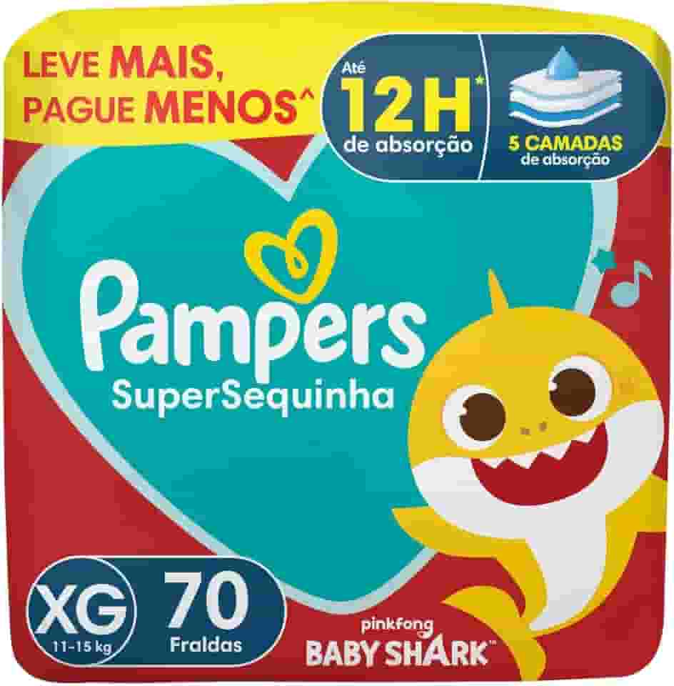 Pampers Supersequinha, Fraldas descartáveis tamanho XG, 70 Unidades