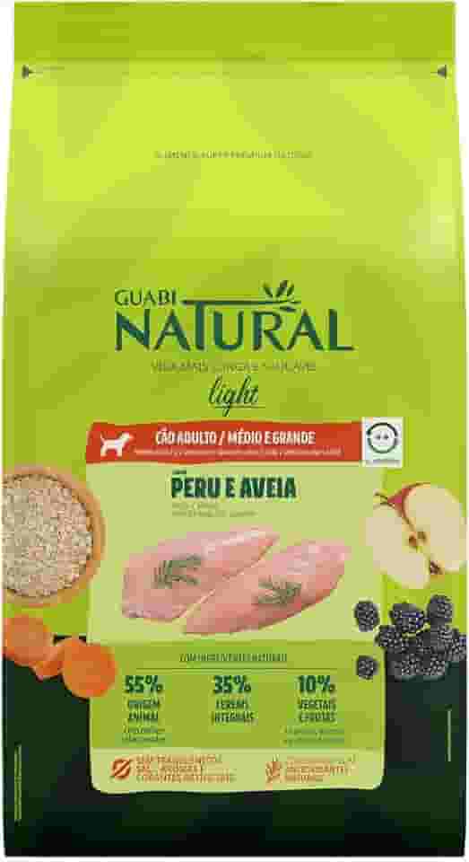 Guabi Natural - Ração Cães Adultos Light Médio e Grande Peru e Aveia 12kg