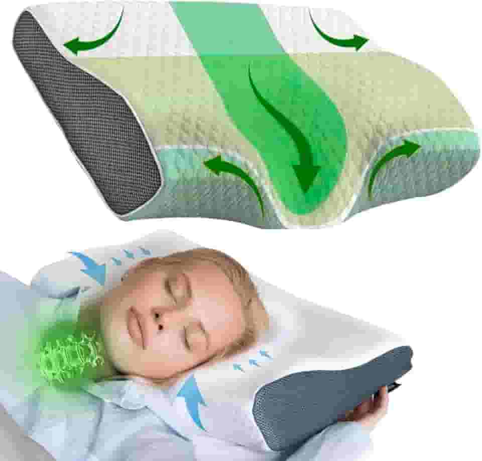 Travesseiro Cervical Ortopédico PREMIUM para Coluna com Espuma Viscoelástica Anatomico 50x30cm Almofada de Memoria de Pescoço Hipoalergênico Suporte para Dores na Coluna Almofada de Pescoço JadeVic