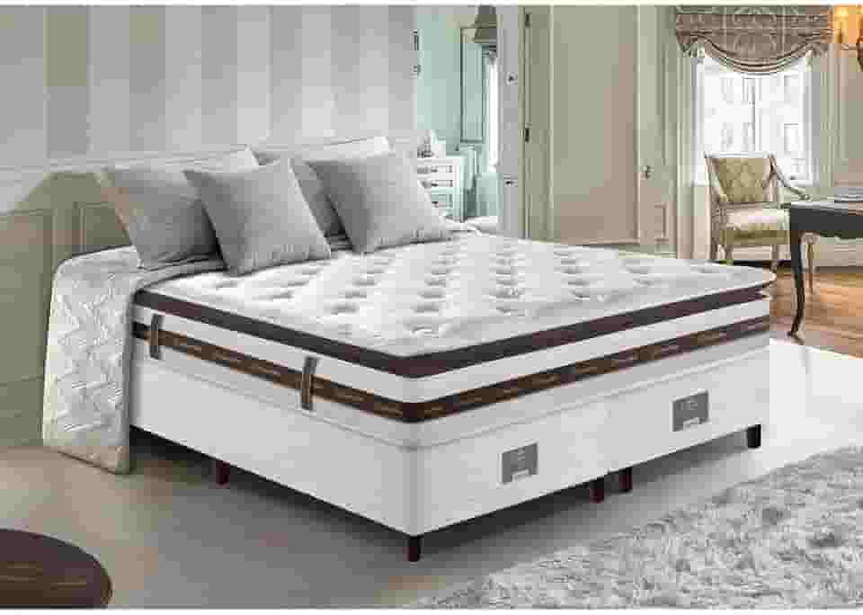 Cama Box King Colchão + Box 193x203 Molas Ensacadas Cama Inbox Relax Pillow