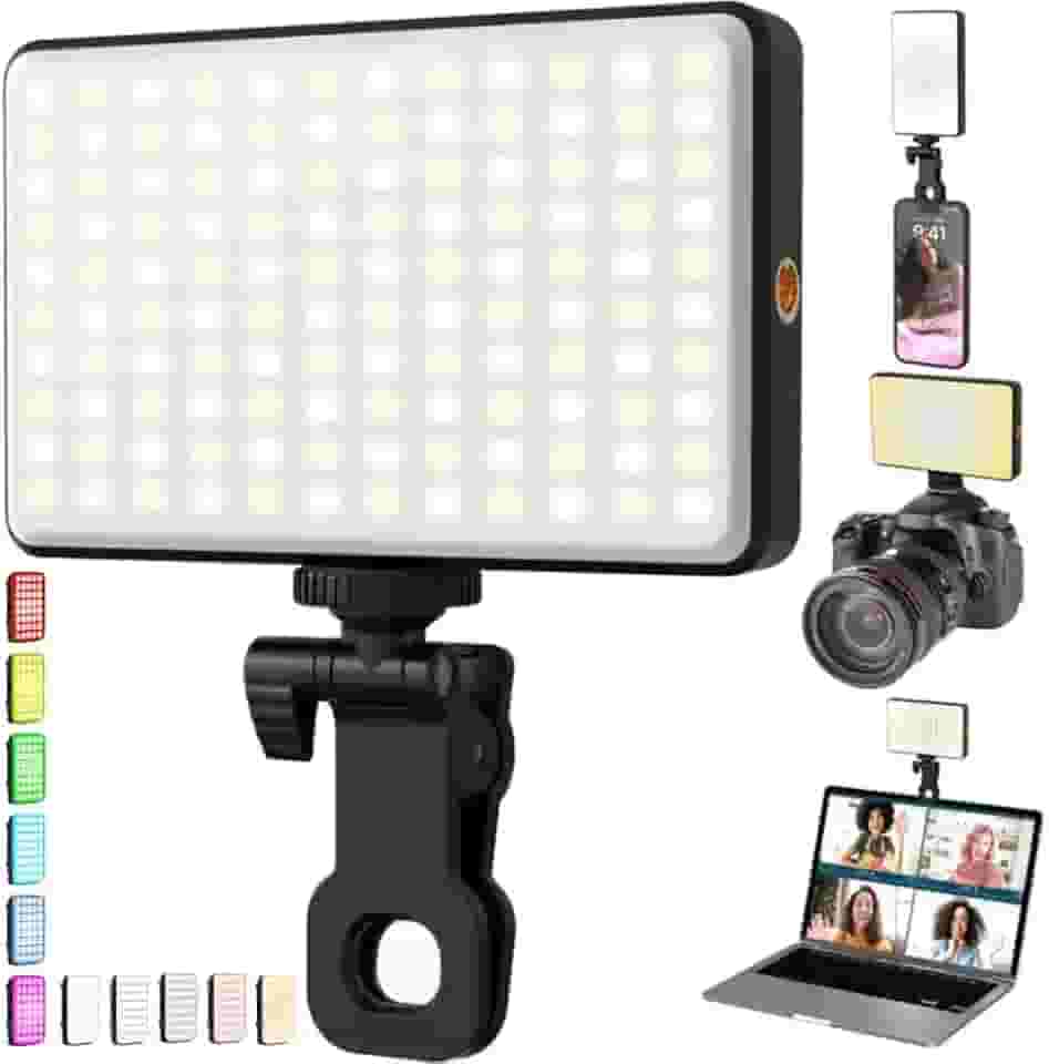 Iluminação Selfie com Clipe Ajustável para Vídeos e TikTok - Luz Auxiliar Led RGB Para Celular Notebook Selfie Led Ring Light Profissional Fotografia Flash Iluminação De Preenchimento De Vídeo E Foto