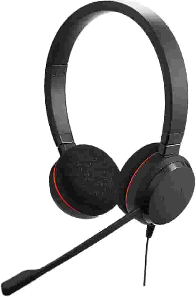 Jabra Evolve 20 MS Stereo Headset - Fones de ouvido com cancelamento de ruído passívo, cabo USB com controle de chamada - preto
