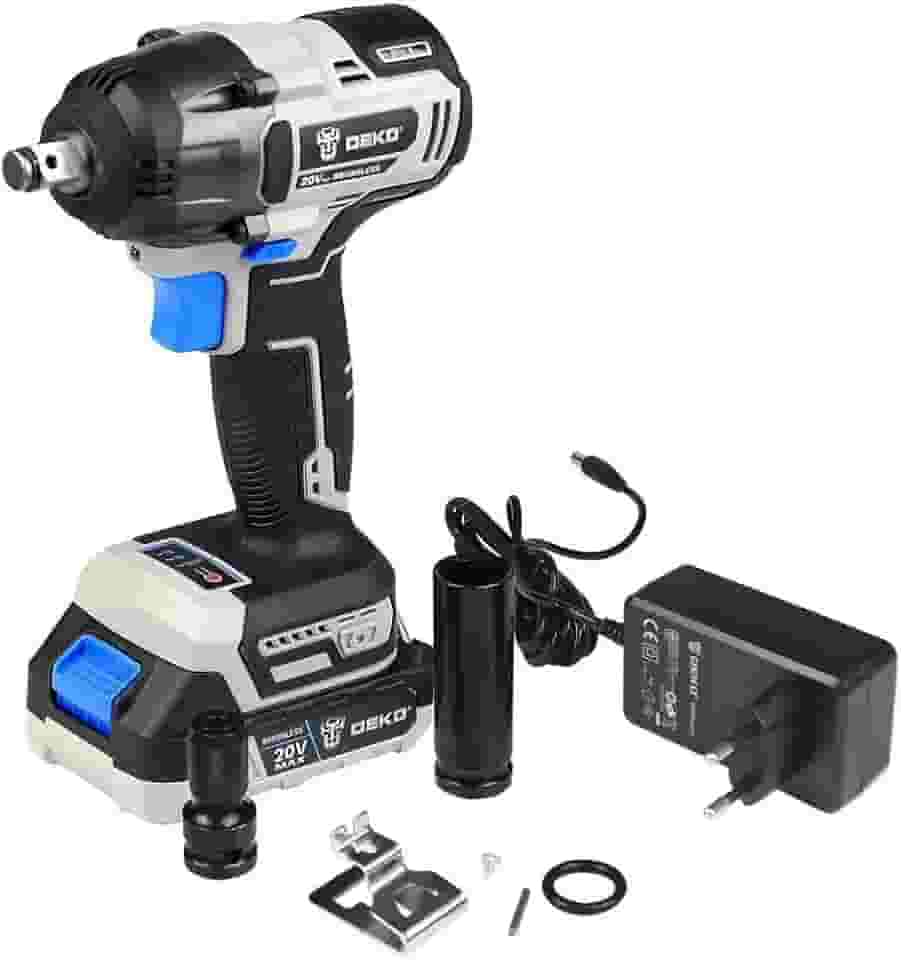 Chave de Impacto Parafusadeira Brushless 1/2' Polegadas com Bateria Lítio-Íon 2Ah 20V Carregador e Acessórios - Deko