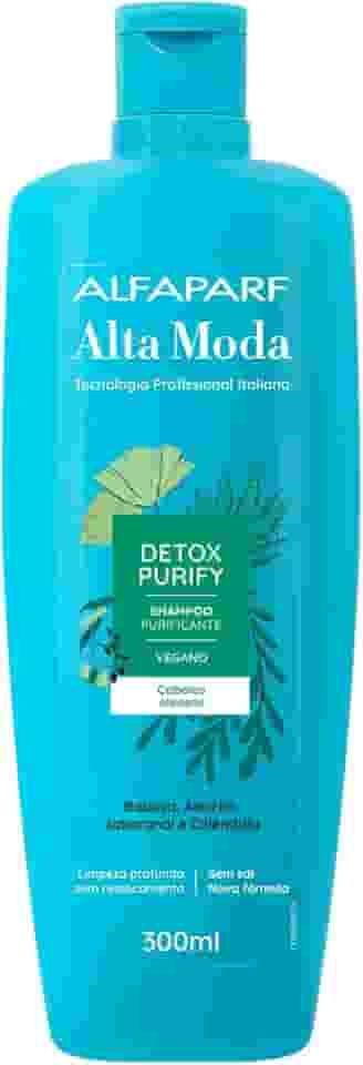 Alta Moda Detox Purify Shampoo - Cabelos soltos e leves da raiz às pontas - Limpeza poderosa e prolongada - Cabelos oleosos 300ml