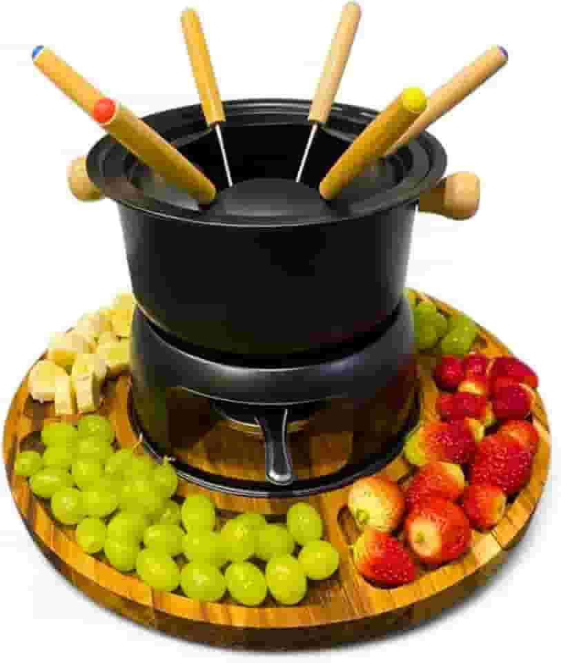 Conjunto de Fondue para 6 Pessoas Com Petisqueira Para Acompanhamentos Ótimo Tamanho