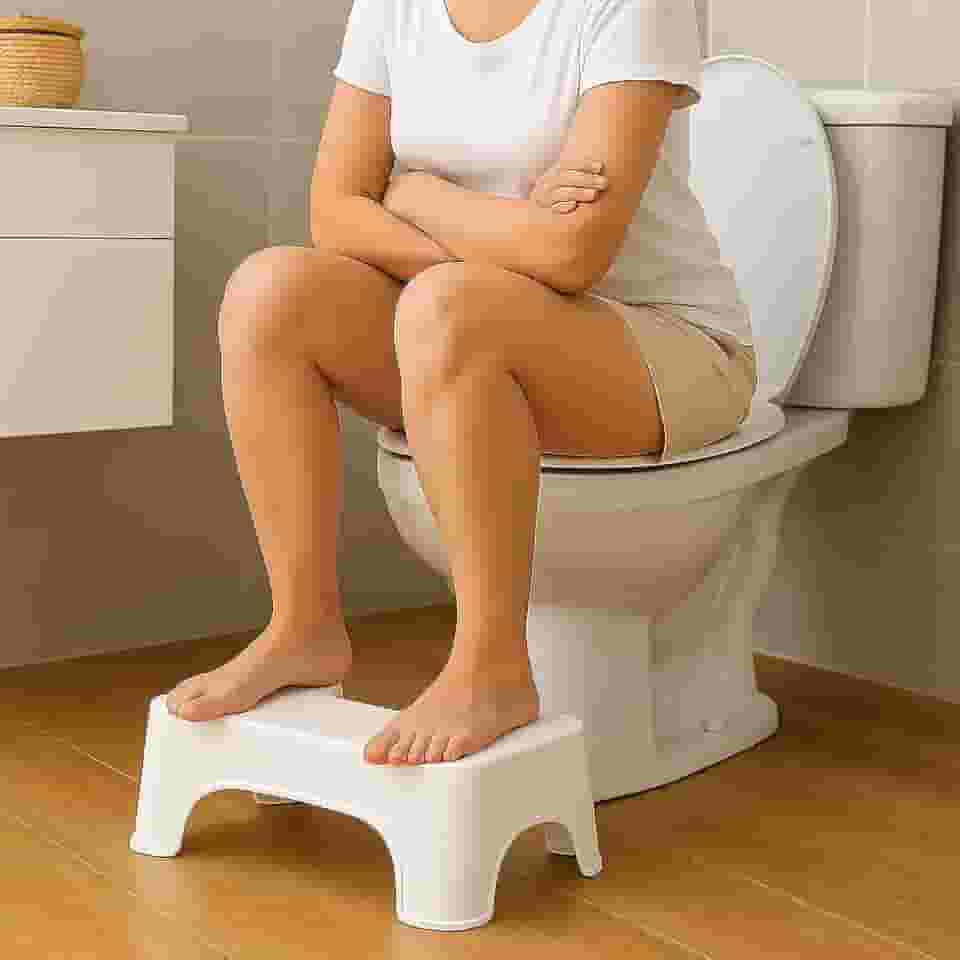 Banquinho de Apoio para Vaso Sanitário – Banco para Pés Antiderrapante, Banqueta Auxiliar de Evacuação Cócoras Ergonômico Privada