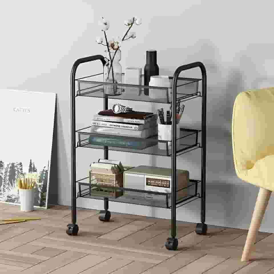 Carrinho Organizador Aramado com Rodinha Fruteira 3 Compartimentos Andares Cozinha Metal - 63x44x27cm. Charmoso, funcional e moderno para qualquer ambiente.