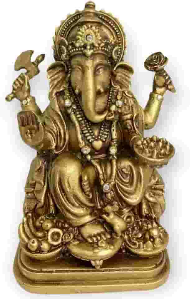 Ganesha Prosperidade Dourado em Resina 15 cm