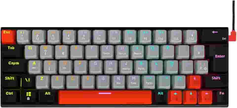TECLADO GAMER MECANICO PCYES KUROMORI 60% - SWITCH RED - LED RAINBOW - PTKM60RD