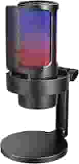 FIFINE USB Microfone jogos para PC,streaming,podcasts,gravação,microfono condensador de mesa para computador,compatível com Mac/PS4/PS5,com controle RGB,toque mudo,conector para fone ouvido- A8 Preto