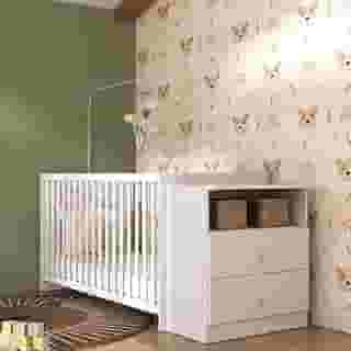 Berço Cômoda COM COLCHÃO Meu Bebê Multimóveis Branco / 3 ANOS DE GARANTIA