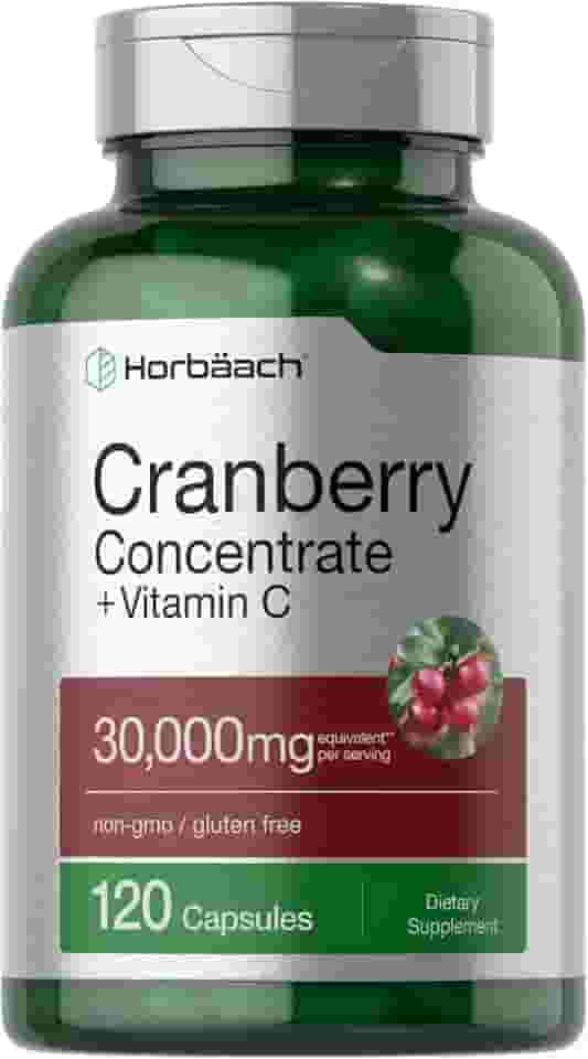 Cranberry Concentrate Extract + Vitamin C | 30,000mg | 150 Capsules | Triple Strength Ultimate Potency Formula | Non-GMO and Gluten Free Cranberry Pills Supplement | by Horbaach