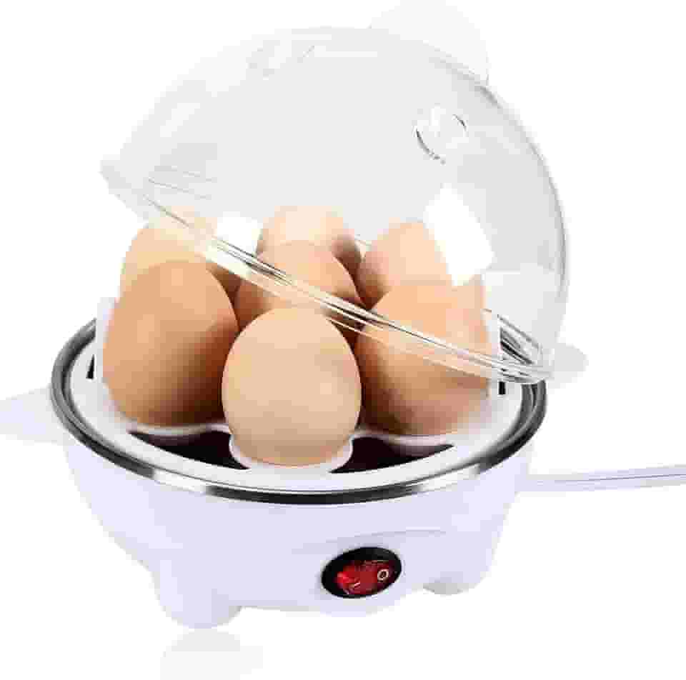 Cozedor Elétrico de Ovos a Vapor 7 Unidades, Egg Cooker Portátil com Desligamento Automático, Escalfador Legumes Vapor, Compacto para Café da Manhã Saudável, Cozinha, Trailer e Viagem 110V