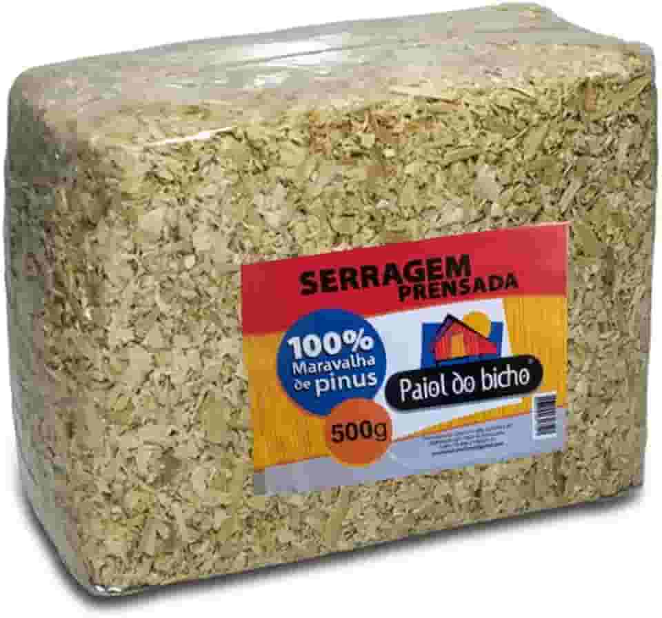 2Kg Serragem Prensada Maravalha de Pinus Paiol do Bicho para Forração Higiene e Conforto de Hamsters e Outros Roedores - Kit 4 x 500G