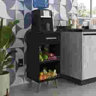 Balcão Fruteira Suporte para Galão Agua Bebedouro Armário Fenix Pé Palito Preto/Marmorizado