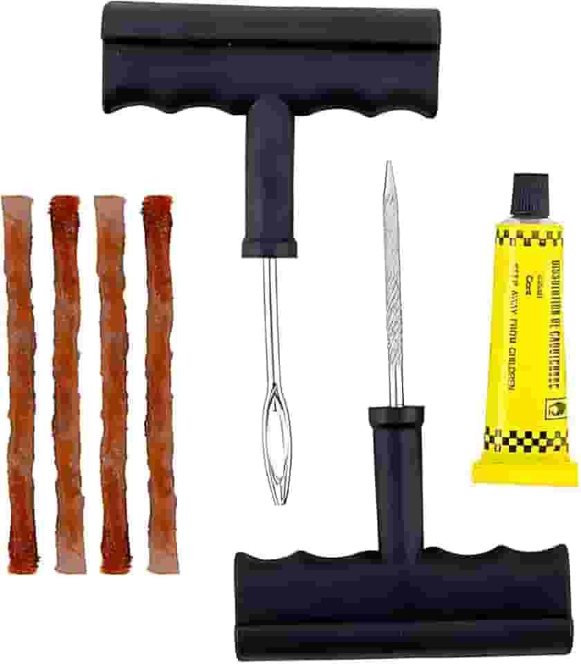 Kit Reparo Pneu Profissional Premium com Cola + 14 Remendos Selantes Conserto de Carro Moto - 17 Peças