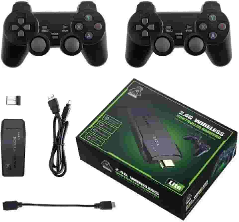 Video Game Stick HDMI Retrô com 2 Controles Sem Fio – Console Portátil com Jogos Clássicos e Modernos
