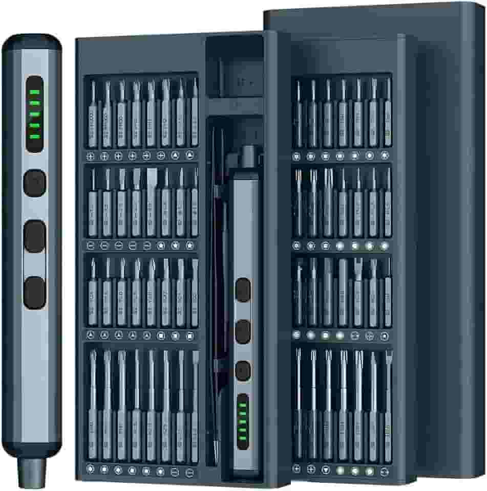Mini Parafusadeira Elétrica Recarregável, Caneta Compacta de Precisão, Kit de Ferramentas Chave de Elétrica de Precisão 68 em 1, 64 Bits e 4 Acessórios, Multitarefas, para Manutenções Diversas tipos