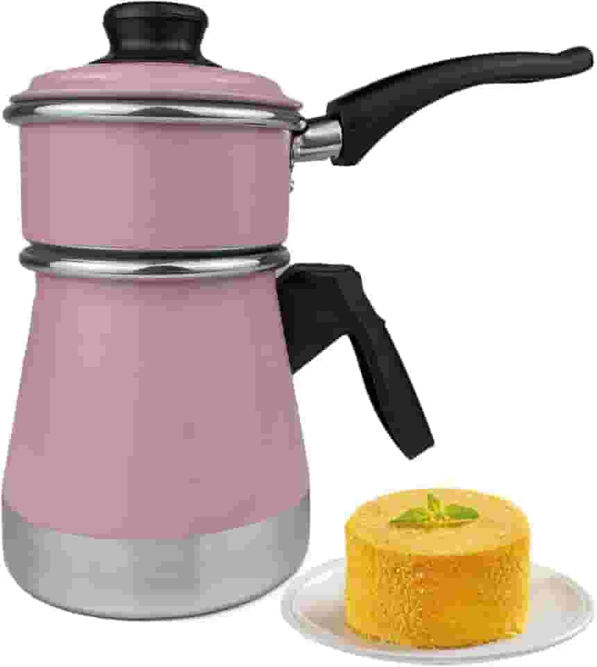 Cuscuzeiro Duplex a Vapor Porção Individual Mini Cuscuzeira Dupla com Tampa Faz Cuscuz e Legumes (Rosa)