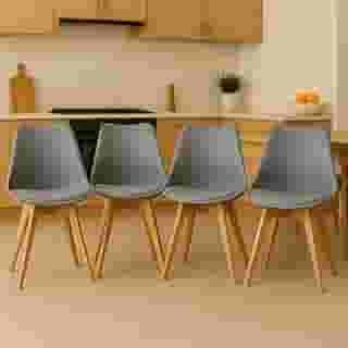 Kit 4 Cadeiras para Sala Mesa de Jantar Leda Wood Saarinen Base de Madeira Cinzas