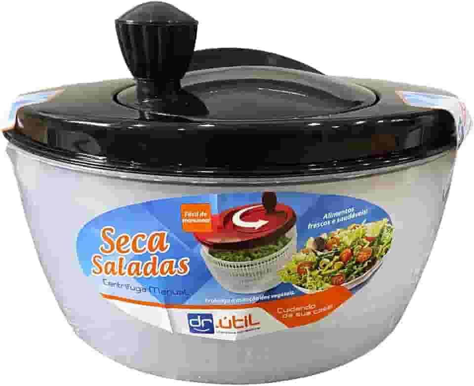 Centrífuga De Salada Secador Verduras Manual 4 Litros Preto