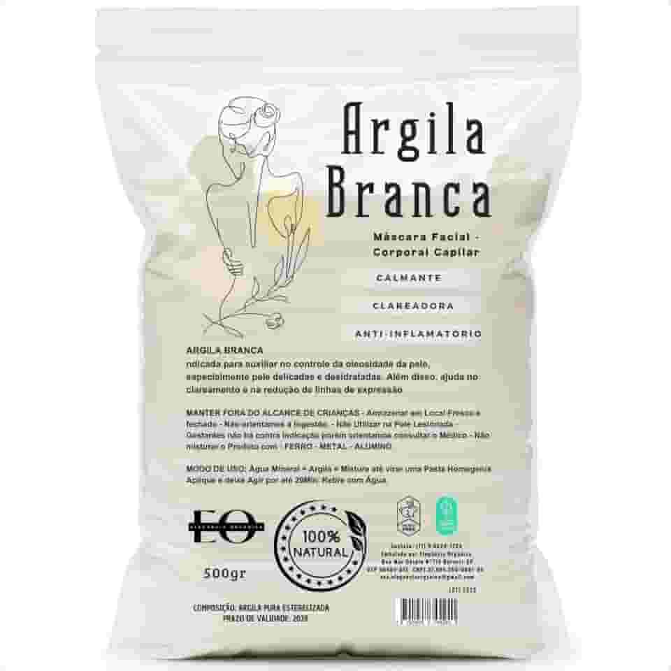 Argila Branca 500g Mascara Facial Skincare Clareadora Skin Care 100% Natural Hidratante