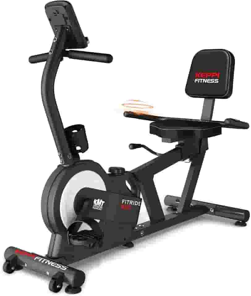 KeppiFitness Bicicleta ergométrica reclinada com 8 níveis de resistência magnética para treino cardiovascular para idosos em casa, bicicleta ergométrica com capacidade de peso de 172 kg com sensor de