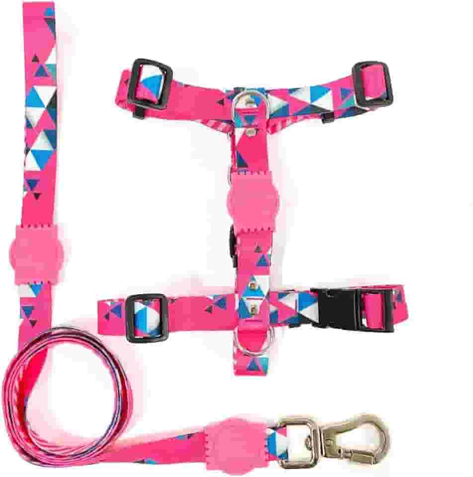 kit Coleira: Peitoral Modelo H + Guia (P, Pink)