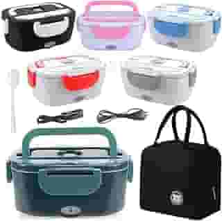 Marmita Elétrica Portátil Bivolt 12V 24V 127V 220V com Bolsa Térmica - Ideal para Aquecer Refeições no Carro, Caminhão, Escritório ou Viagem - Prática, Segura, Aço Inox e Super Resistente