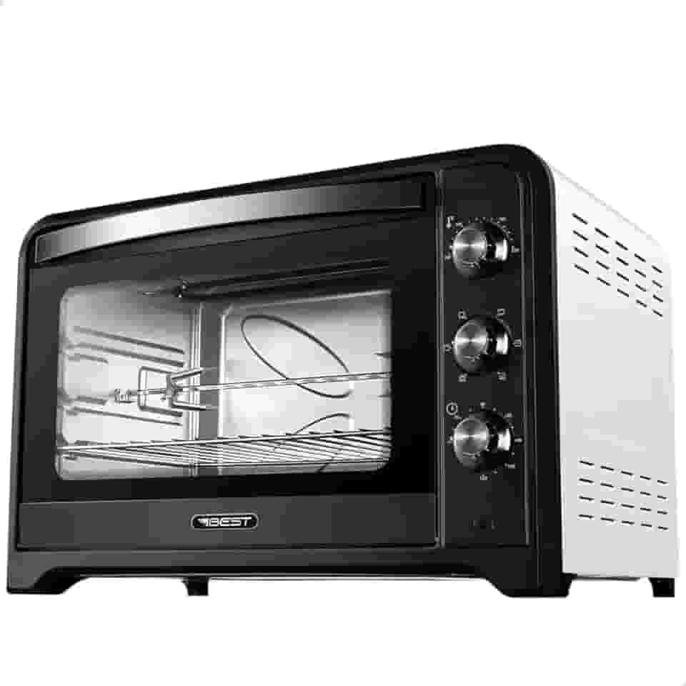 Forno Elétrico 70L Best Plus – Assados Perfeitos com Espeto Rotisserie, Função Grill e 6 Modos de Cozimento (Preto e Branco, 220V)