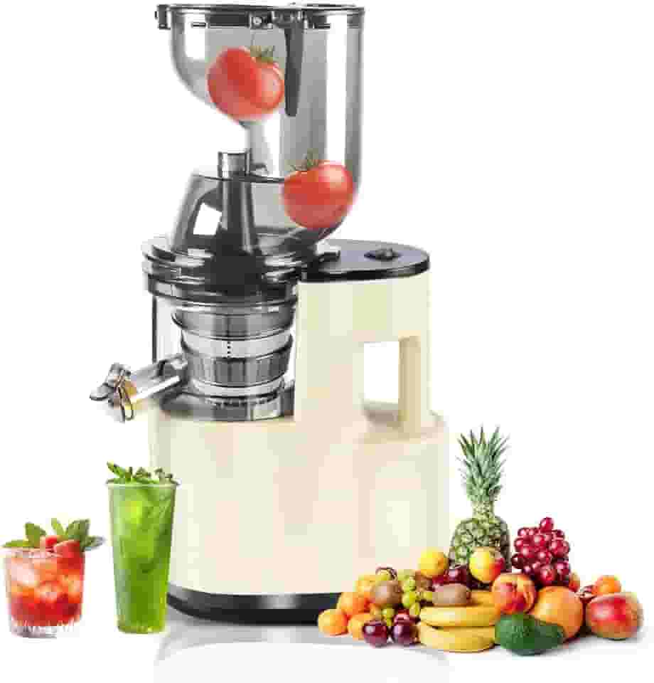 Espremedor de Laranja, Espremedor de Laranja 110V, 150W, Centrifuga de Frutas, Centrifuga de Alimentos, Maquina de Suco,Espremedor de Suco, 400-600ML, Branco
