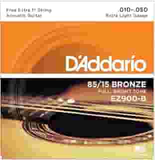 Encordoamento Para Violão Aço .010-.050 Com Corda Extra PL010 D'Addario Bronze 85/15 EZ900-B