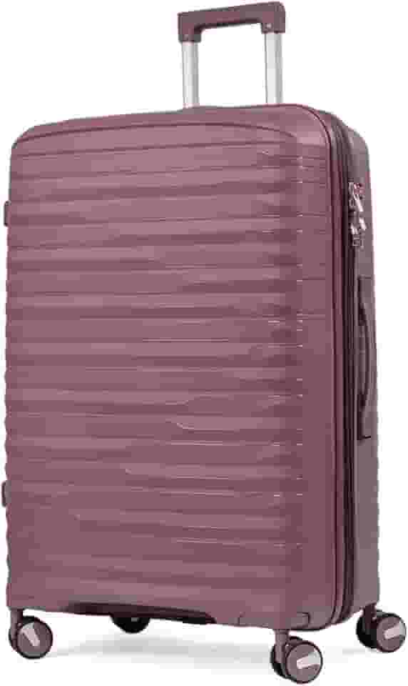 Mala De Viagem Grande 32Kg Polipropileno 8 Rodas 360 Giratória Para Despachar Rígida Leve Tamanho G Viagem Internacional Resistente (ROXO, Grande)