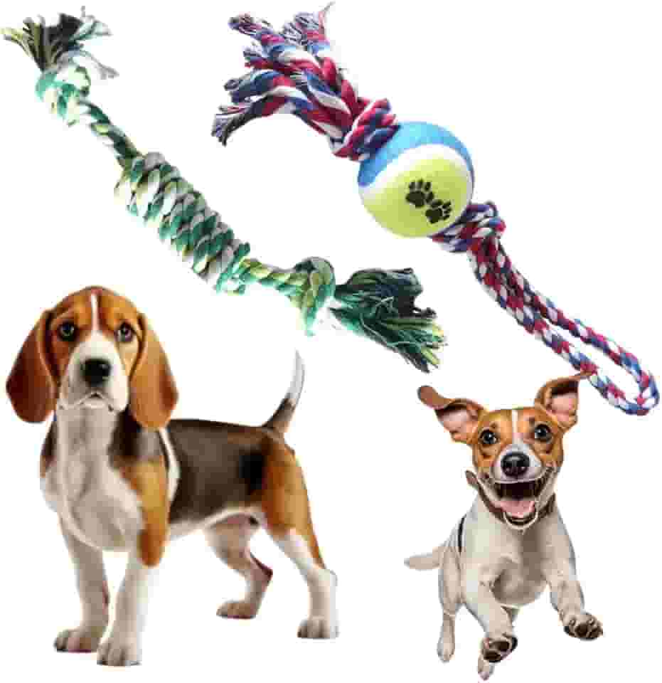 Brinquedos de Corda para Cachorro Conjunto Mordedor Resistente 2 Unidades, Antiestresse, Alivia Ansiedade do Pet, Cores Sortidas