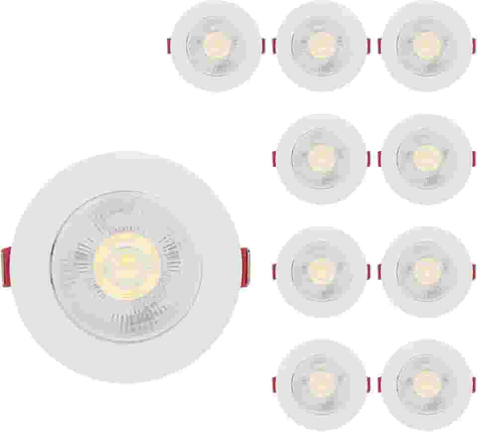 Kit 10 Spot Led Smd 7w Dicróica Direcionável Redondo (Branco Quente)