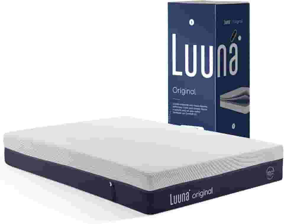 Colchão Luuna Original Solteiro King, Espuma Viscoelástica Alta Densidade, Suporte e Ergonomia, Tratamento Anti Ácaros, Firme Confortável, 203cm x 96cm x 28cm