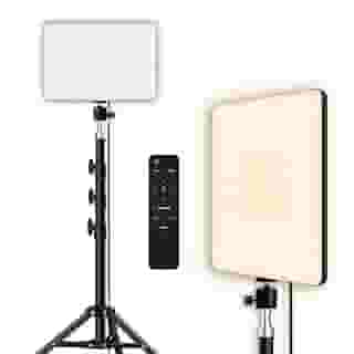 Ring Light Iluminador LED Retangular 19'' Profissional com Tripé de 2m – 400 LEDs, Controle Remoto, Luz Quente e Fria (2800K-6500K) – Ideal para Estúdio, Foto, Vídeo e Maquiagem