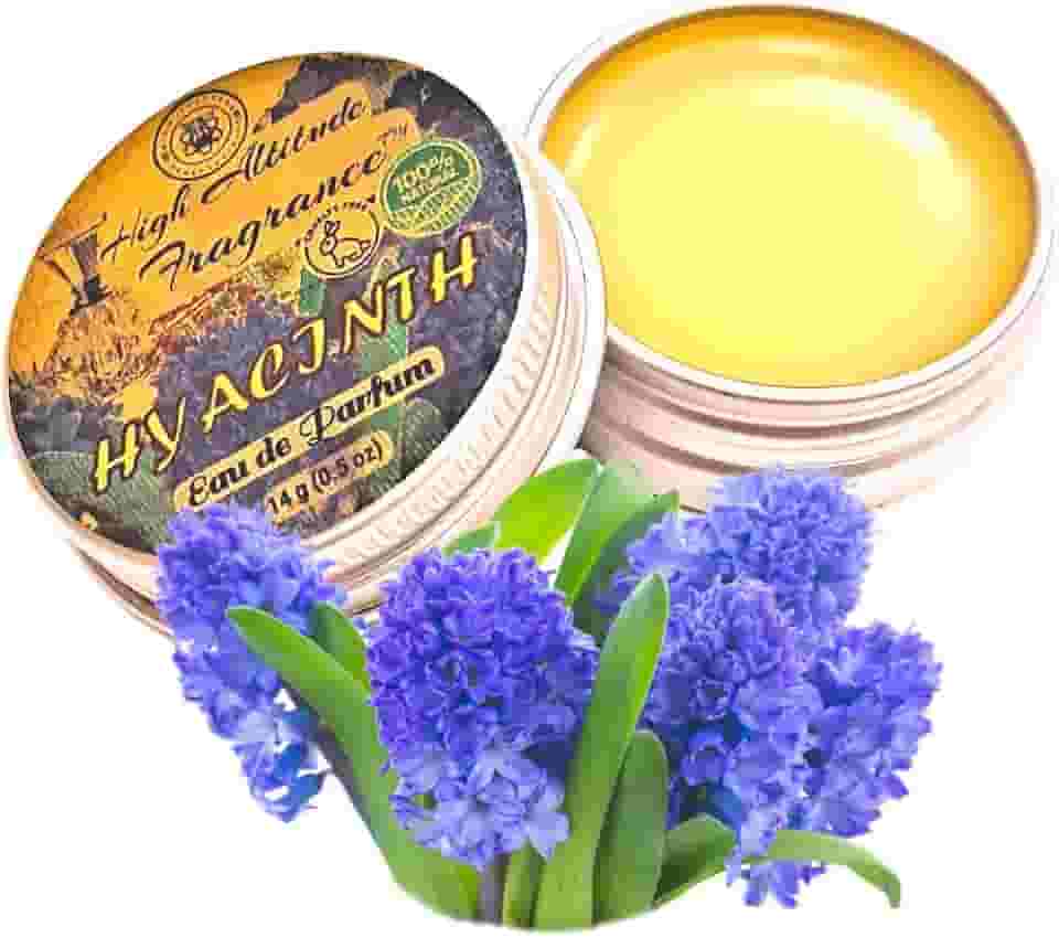 Perfume HYACINTH - Eau de Parfum - Bálsamo Sólido - Óleos Essenciais de Aromaterapia (Hyacinthus Orientalis, Lilás, Violeta, Heliotrópio, Bergamota, Ylang) - Fragrância Natural - Presentes para