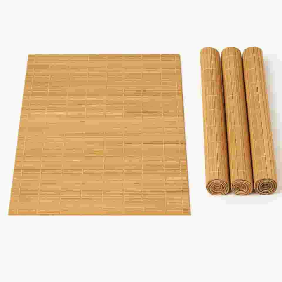 Kit 4 Jogos Americanos de Mesa Bambu Retangular 45x30cm – Sousplat Suplast Jantar Natural, Lavável, Para Cozinha, Sala de Jantar ou Decoração (BAMBU ESCURO)