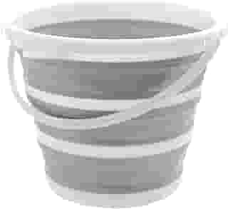 Powermaid Balde Retrátil de Silicone com Alça Dobrável Multiuso - 10 Litros - Branco e Cinza