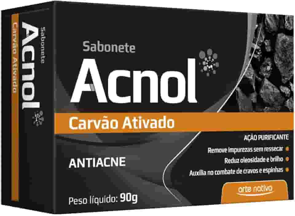 Sabonete Acnol Carvão Ativado, Glicerina, Antiacne, Acido E. Cravo, Espinha, Ação Purificante em Barra Arte Nativa - 90g