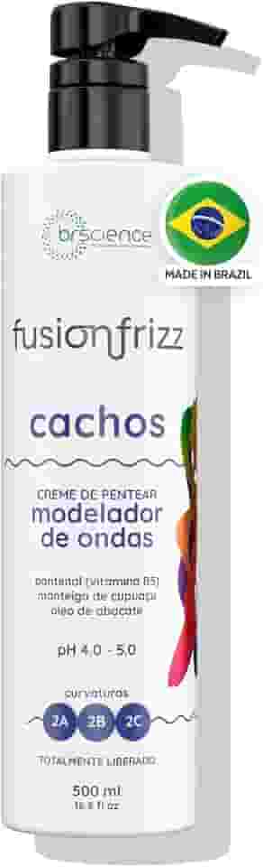 Creme para Pentear Cabelos Ondulados Fusionfrizz Brscience 500ml - Hidratação Profunda, Nutrição e Controle de Frizz para Cabelos Ondulados Curvas 2A, 2B e 2C