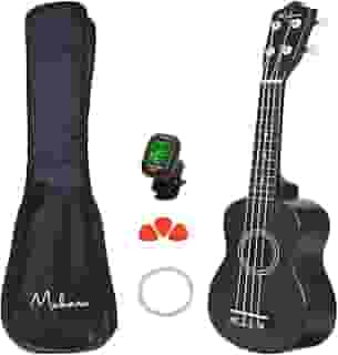 Makanu Ukulele Acústico Soprano Capa 3 Paletas + Afinador - Preto