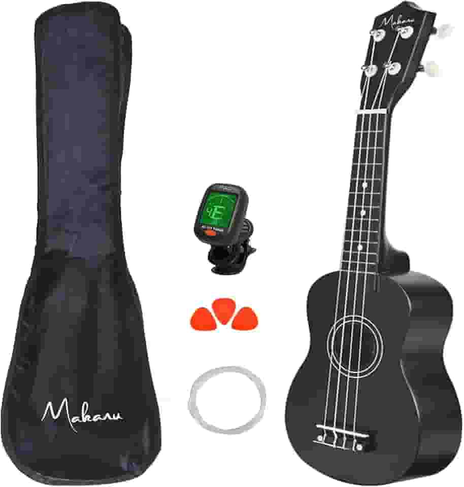 Makanu Ukulele Acústico Soprano Capa 3 Paletas + Afinador - Preto