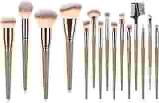 Kit de Pincéis de Maquiagem 15 Peças - Cerdas Sintéticas Macias - Completo para Todos os Tipos de Make (Ouro rosa)