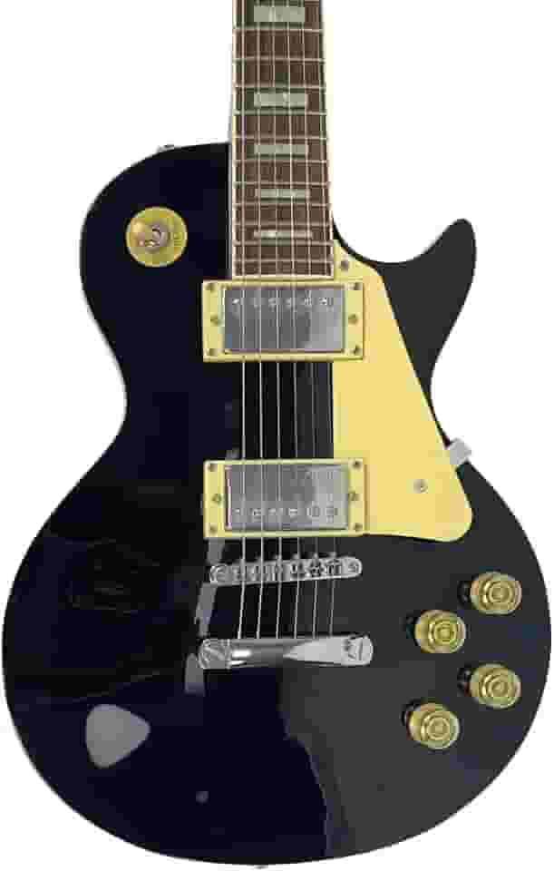 MXT Guitarra Elétrica Les Paul Clássica, Preta, 2 Captadores Duplos, Escala 62,8cm, Ponte Fixa