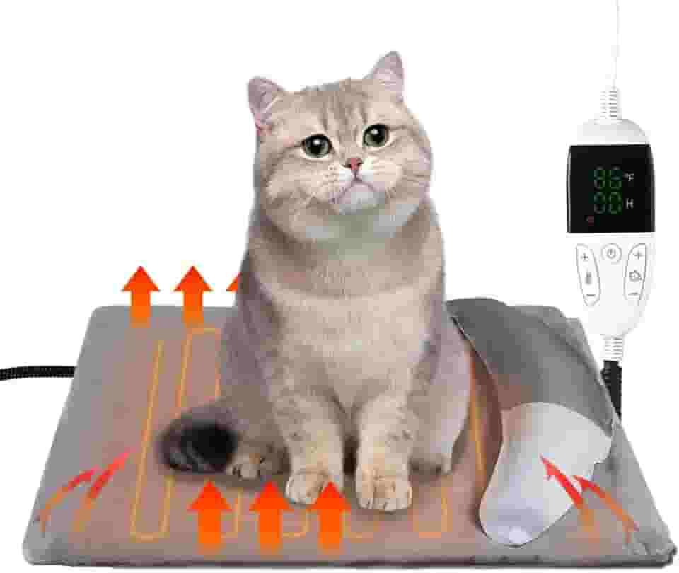 DOGHUB Almofada Térmica Para Animais De Estimação Com Travesseiro, Cama Aquecida Cães, Temporizador 13 Níveis E 11 Temperaturas, Tapete Aquecimento Ajustável Cães Gatos, Cordão Interno Resistente A