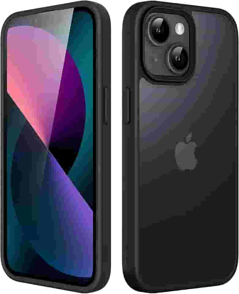 JETech Capa Fosca para iPhone 13 6,1 Polegadas, Case Proteção Contra Quedas de Grau Militar à Prova de Choque, Capinha Traseira Translúcida Fosca para Telefone, Anti-Impressão Digital (Preto)