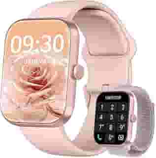 Smartwatch Feminino, Tela HD de 1,91' Relógio Fitness com Alexa, 100 Esportes, Frequência Cardíaca e Monitoramento do Sono, IP68 à rova d'água, Compatível com Android iOS, 2 Pulseiras (Rosa)